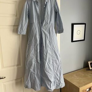 Light Blue Striped Women's Midi Dress